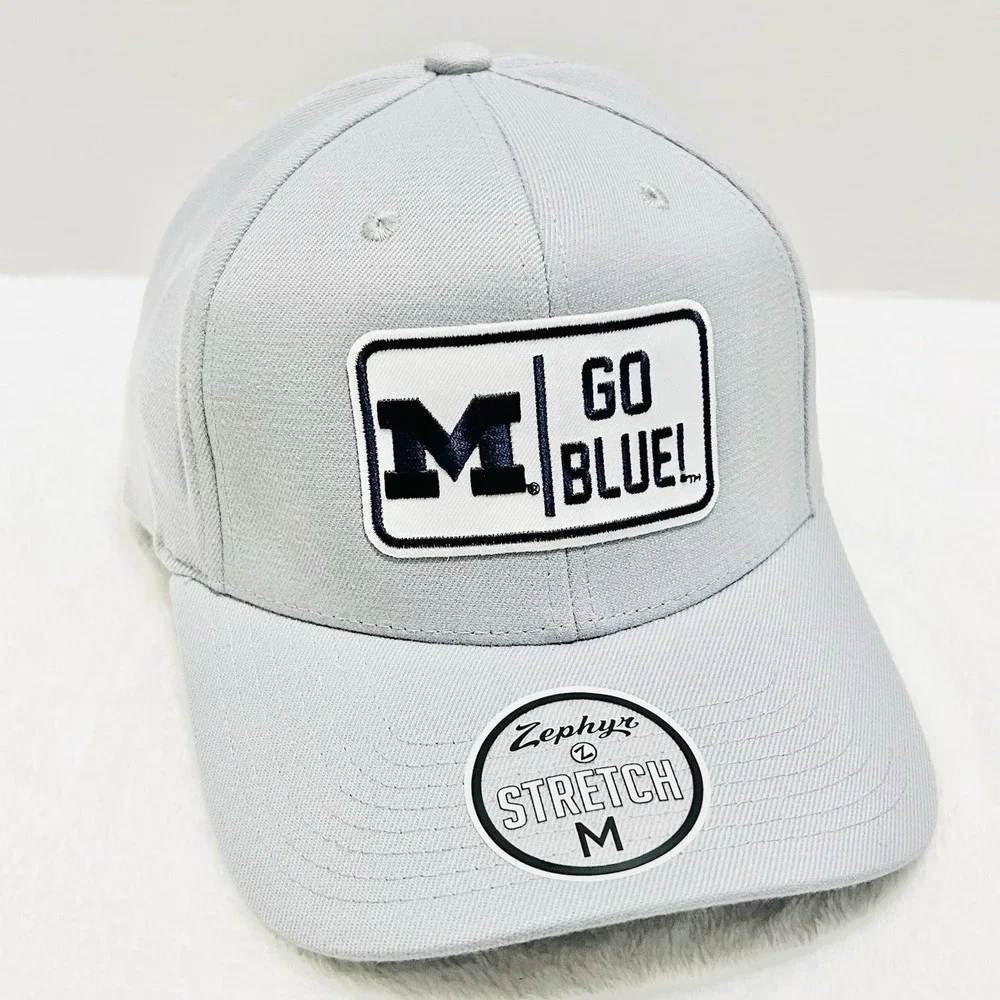 Zephyr Michigan Wolverines Go Blue Hat Cap Stretch Flex Medium Gray NCAA College